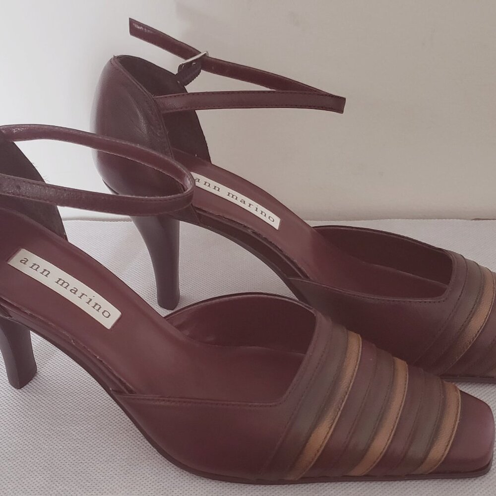 ANN MARINO WONEN'S  MULTICOLORED LEATHER HIGH HEEL SHOES SIZE 8.5.